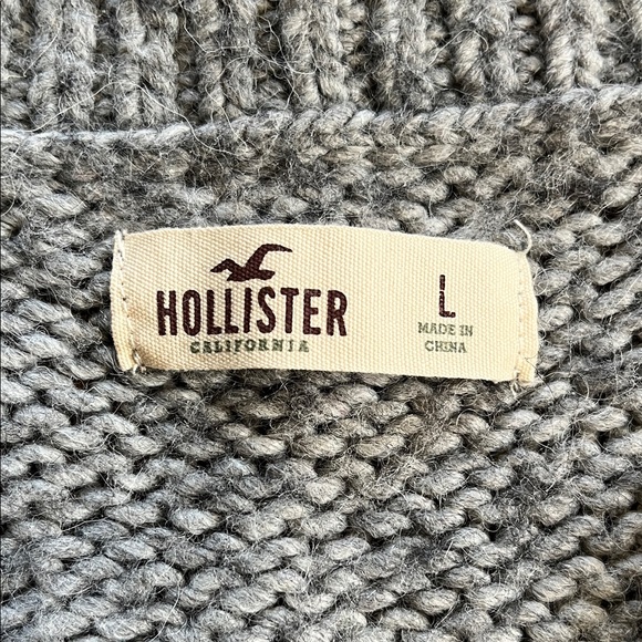🌸 Hollister Wool Blend Grey Knit Women's Cardigan - Picture 5 of 7